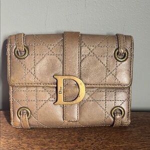 Christian Dior Tan Quilted Leather Wallet